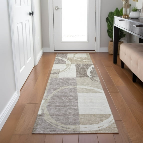 Addison Rugs Chantille Indoor/Outdoor Transitional Geometric Ivory Washable Runner Rug, 2'3" x 7'6"