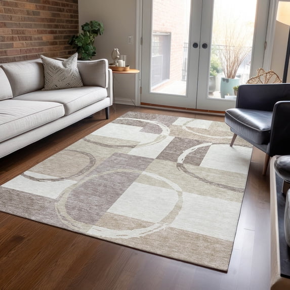 Addison Rugs Chantille Indoor/Outdoor Transitional Geometric Ivory Washable Rectangle Rug, 8' x 10'