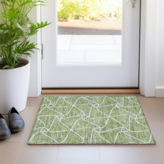 Addison Rugs Chantille Indoor/Outdoor Transitional Geometric Aloe Washable Rectangle Rug, 1'8" x 2'6"