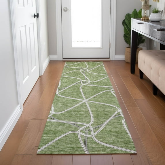 Addison Rugs Chantille Indoor/Outdoor Transitional Geometric Aloe Washable Runner Rug, 2'3" x 7'6"
