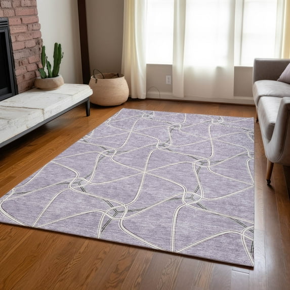 Addison Rugs Chantille Indoor/Outdoor Transitional Geometric Lavender Washable Rectangle Rug, 10' x 14'