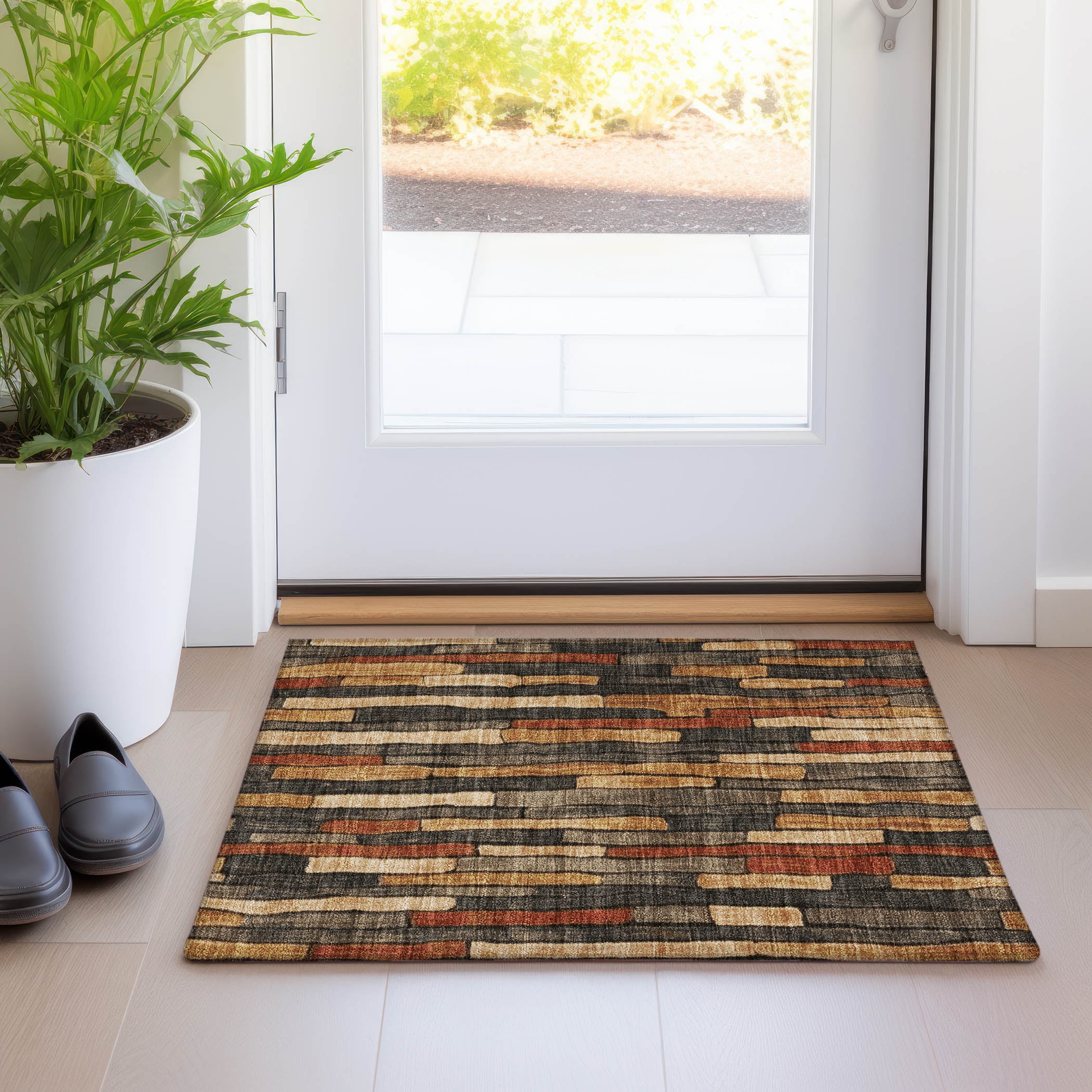Red and Brown Synthetic Flat Woven Reversible Rug 10' x 14'