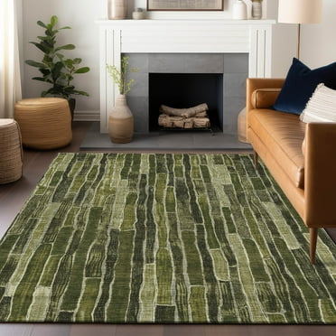 Addison Rugs Chantille Indoor/Outdoor Transitional Stripes Olive Washable Rectangle Rug, 10' x 14'