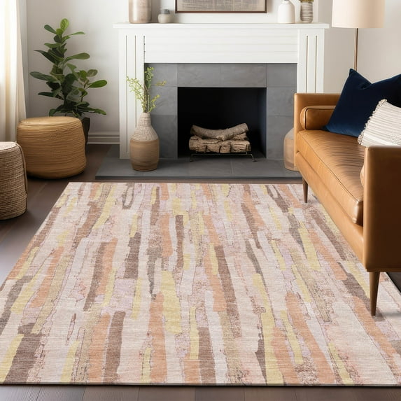 Addison Rugs Chantille Indoor/Outdoor Transitional Stripes Pink Washable Rectangle Rug, 10' x 14'