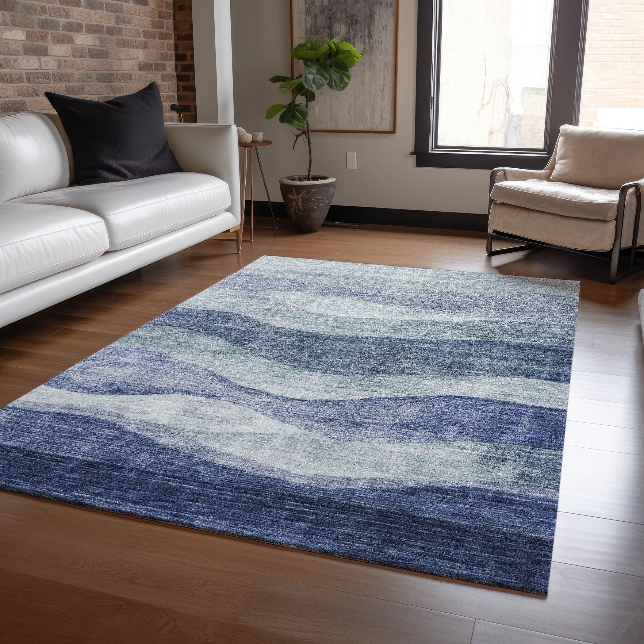 Addison Rugs Chantille Indoor/Outdoor Transitional Swirls Blue Washable ...