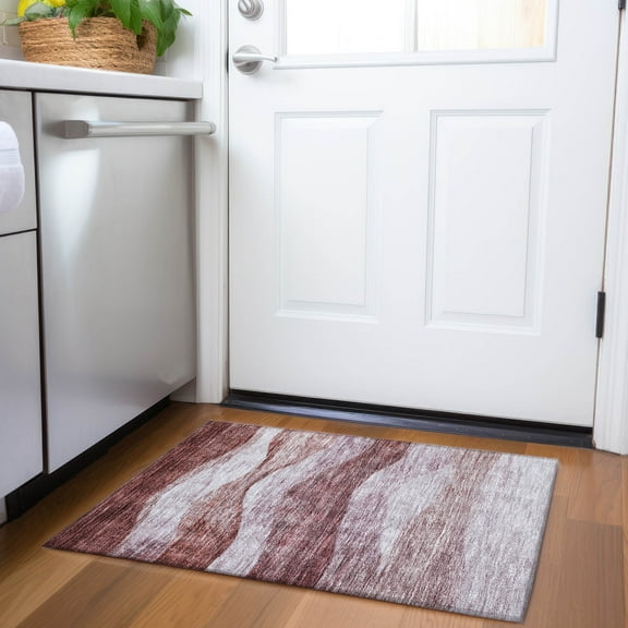Addison Rugs Chantille Indoor/Outdoor Transitional Swirls Blush Washable Rectangle Rug, 1'8" x 2'6"