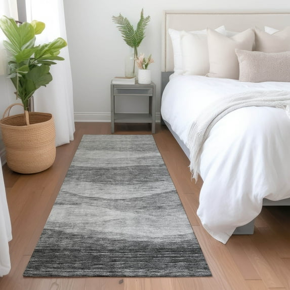 Addison Rugs Chantille Indoor/Outdoor Transitional Swirls Gray Washable Runner Rug, 2'3" x 7'6"