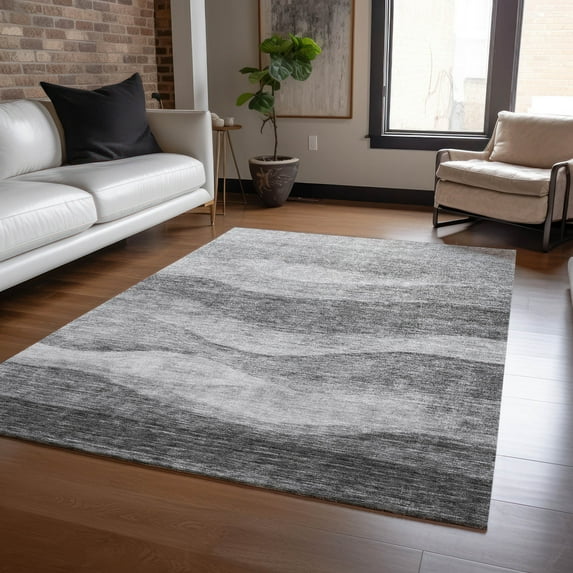 Addison Rugs Chantille Indoor/Outdoor Transitional Swirls Gray Washable Rectangle Rug, 8' x 10'