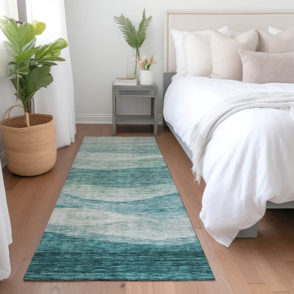 Addison Rugs Chantille Indoor/Outdoor Transitional Swirls Seafoam Washable Runner Rug, 2'3" x 7'6"