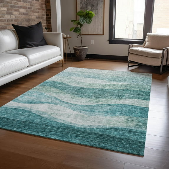 Addison Rugs Chantille Indoor/Outdoor Transitional Swirls Seafoam Washable Rectangle Rug, 2'6" x 3'10"
