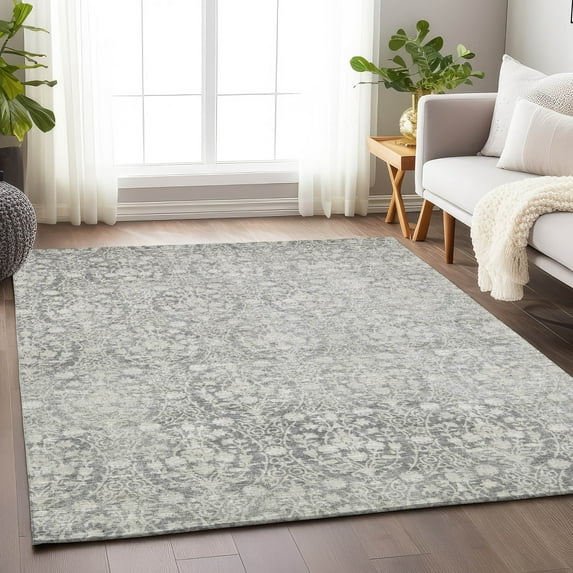 Addison Rugs Chantille Indoor/Outdoor Transitional Damask Gray Washable Rectangle Rug, 9' x 12'