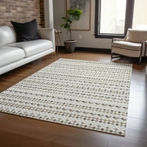 Addison Rugs Chantille Indoor/Outdoor Transitional Stripes Ivory Washable Rectangle Rug, 10' x 14'