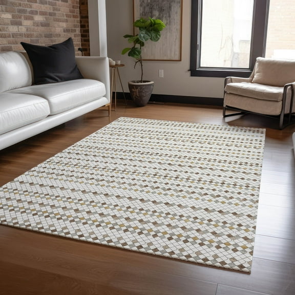 Addison Rugs Chantille Indoor/Outdoor Transitional Stripes Ivory Washable Rectangle Rug, 10' x 14'