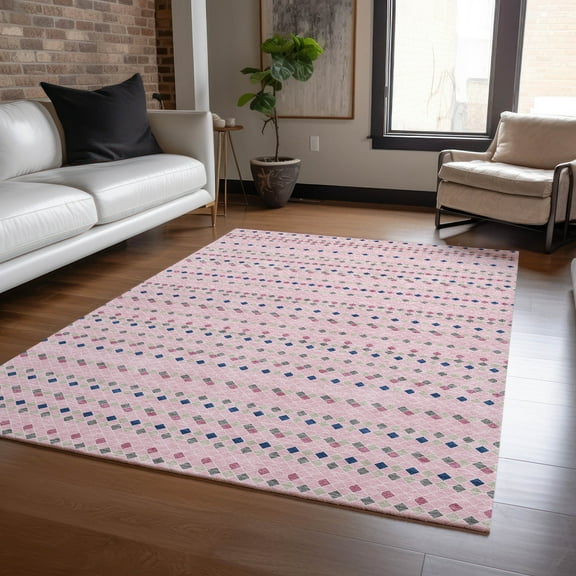 Addison Rugs Chantille Indoor/Outdoor Transitional Stripes Pink Washable Rectangle Rug, 10' x 14'