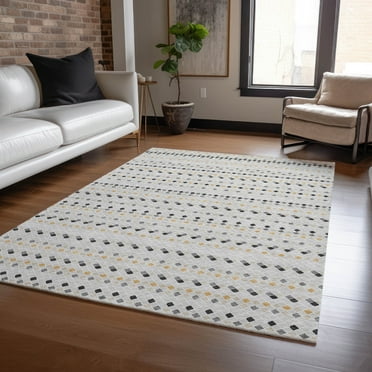 Addison Rugs Chantille Indoor/Outdoor Transitional Stripes Silver Washable Rectangle Rug, 10' x 14'