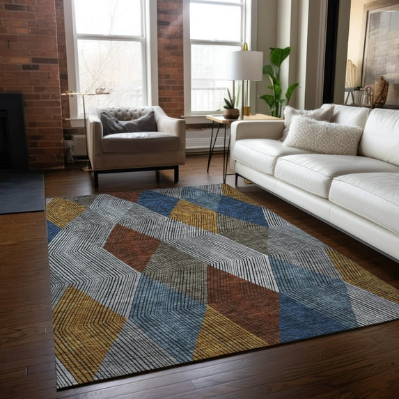 Addison Rugs Chantille Indoor/Outdoor Transitional Geometric Gray Washable Rectangle Rug, 8' x 10'