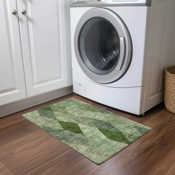 Addison Rugs Chantille Indoor/Outdoor Transitional Geometric Green Washable Rectangle Rug, 1'8" x 2'6"