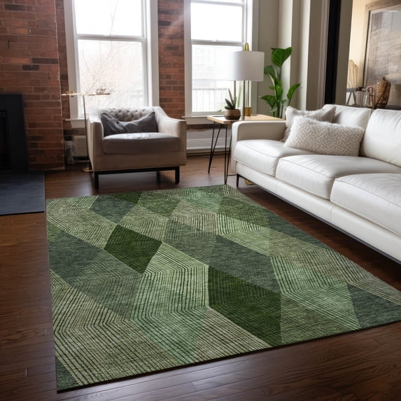Addison Rugs Chantille Indoor/Outdoor Transitional Geometric Green Washable Rectangle Rug, 2'6" x 3'10"