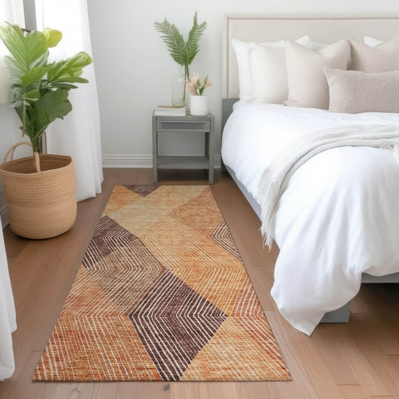 Addison Rugs Chantille Indoor/Outdoor Transitional Geometric Orange Washable Runner Rug, 2'3" x 7'6"