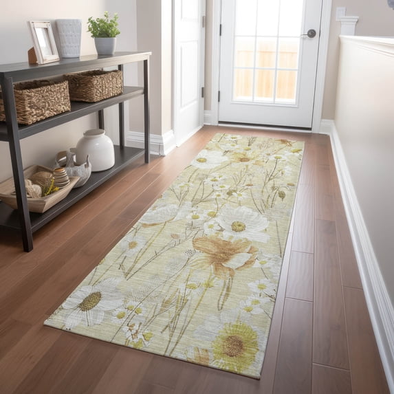 Addison Rugs Chantille Indoor/Outdoor Transitional Floral Wheat Washable Runner Rug, 2'3" x 7'6"