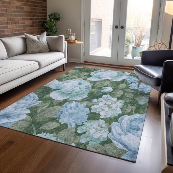 Addison Rugs Chantille Indoor/Outdoor Transitional Floral Sky Washable Rectangle Rug, 3' x 5'
