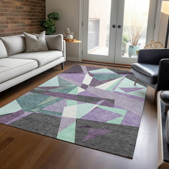 Addison Rugs Chantille Indoor/Outdoor Transitional Geometric Purple Washable Rectangle Rug, 5' x 7'6"