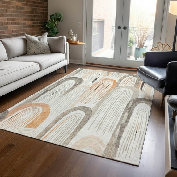 Addison Rugs Chantille Indoor/Outdoor Transitional Geometric Ivory Washable Rectangle Rug, 9' x 12'