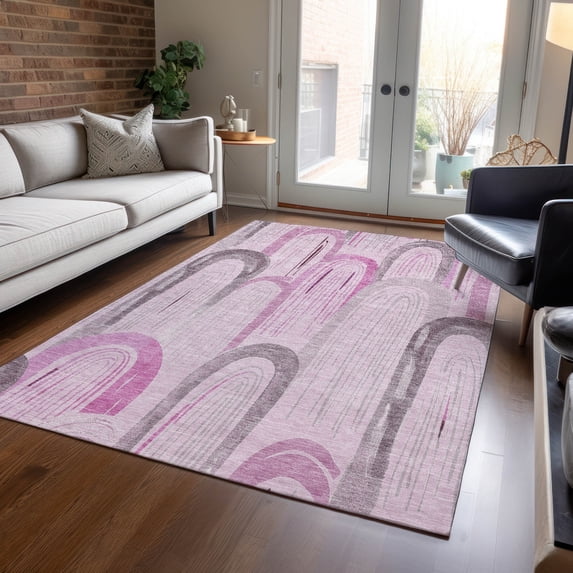 Addison Rugs Machine Washable Indoor/ Outdoor Funky Contemporary Chantille Rug Pink - 5' x 7'6"