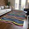 thumbnail image 1 of Addison Rugs Chantille Indoor/Outdoor Transitional Stripes Black Washable Rectangle Rug, 10' x 14', 1 of 6