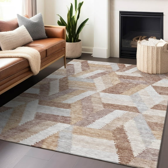 Addison Rugs Chantille Indoor/Outdoor Transitional Geometric Copper Washable Rectangle Rug, 3' x 5'