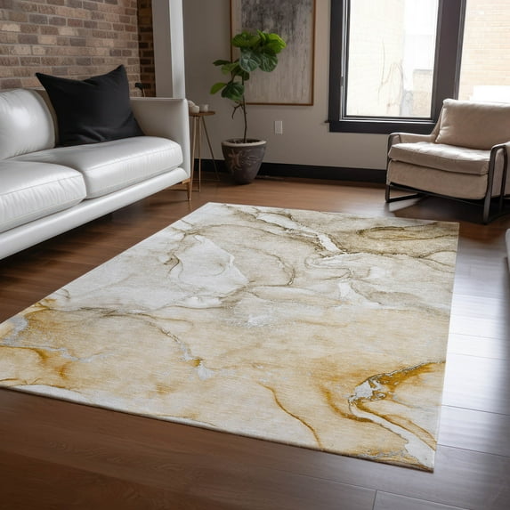 Addison Rugs Chantille Indoor/Outdoor Transitional Watercolors Brown Washable Rectangle Rug, 9' x 12'