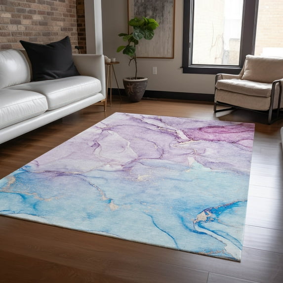 Addison Rugs Chantille Indoor/Outdoor Transitional Watercolors Purple Washable Rectangle Rug, 3' x 5'