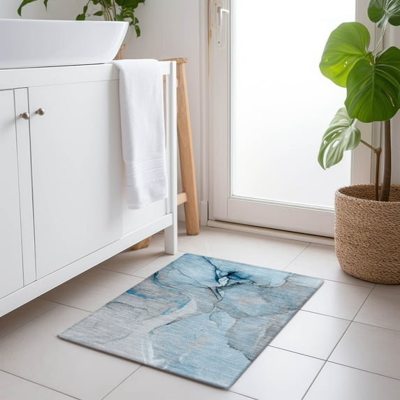 Addison Rugs Chantille Indoor/Outdoor Transitional Watercolors Blue Washable Rectangle Rug, 1'8" x 2'6"