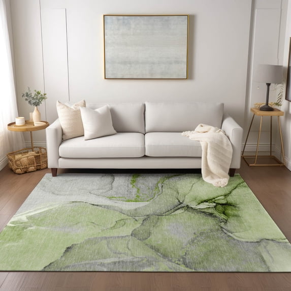Addison Rugs Chantille Indoor/Outdoor Transitional Watercolors Green Washable Rectangle Rug, 9' x 12'