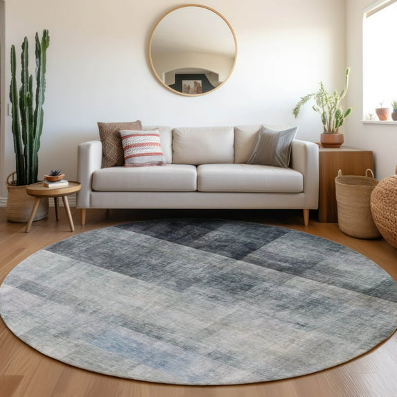 Addison Rugs Chantille Indoor/Outdoor Transitional Casual Navy Washable Round Rug, 8' x 8'