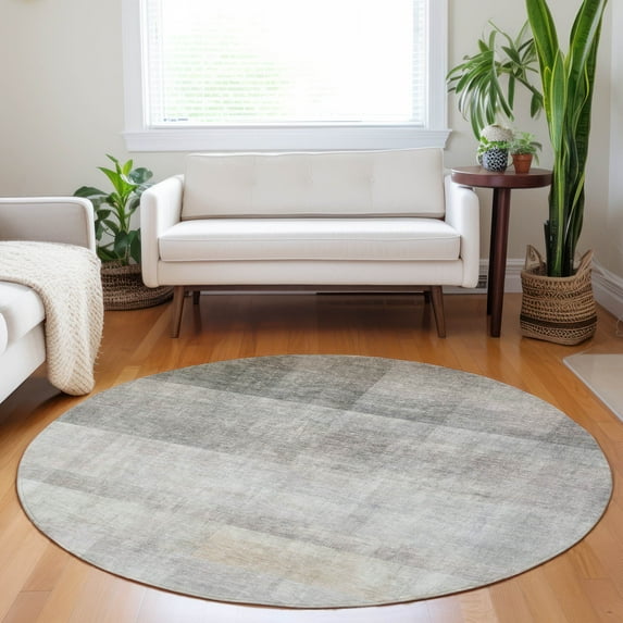 Addison Rugs Chantille Indoor/Outdoor Transitional Casual Taupe Washable Round Rug, 8' x 8'