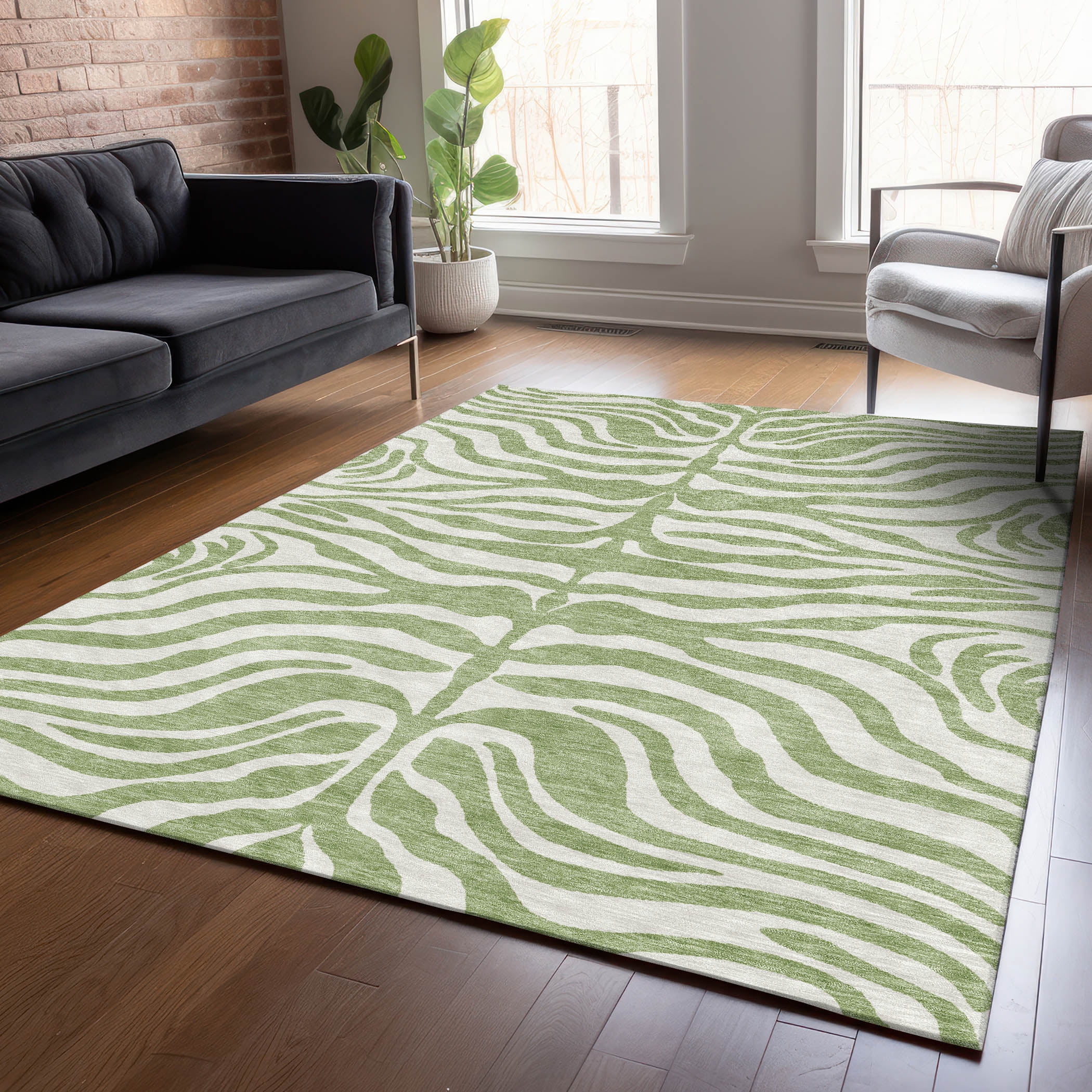 Addison Rugs Chantille Indoor/Outdoor Transitional Geometric, Abstract Aloe Washable Rectangle Rug, 10' x 14'