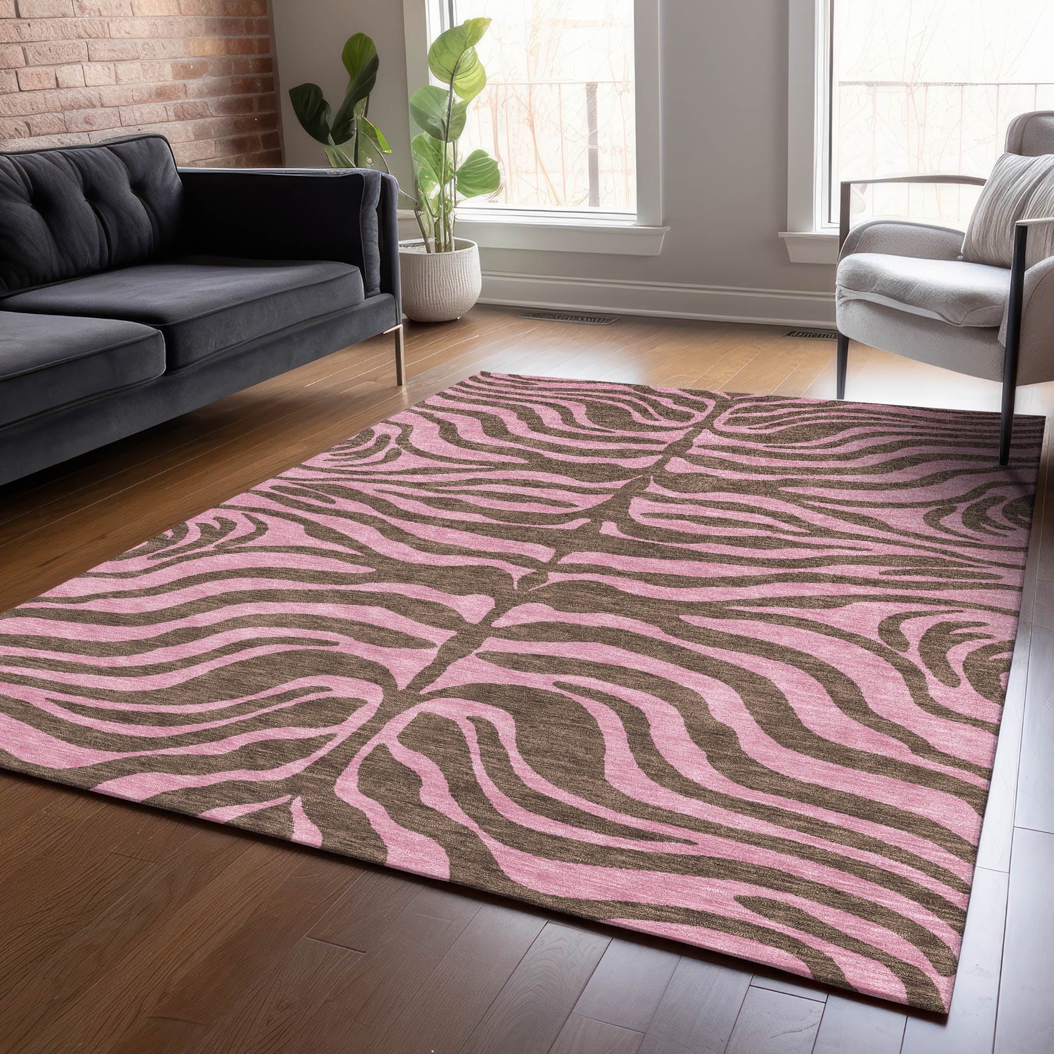 Addison Rugs Chantille Indoor/Outdoor Transitional Animal Print Brown Washable Rectangle Rug, 10' x 14'