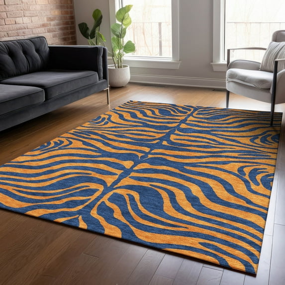 Addison Rugs Chantille Indoor/Outdoor Transitional Animal Print Navy Washable Rectangle Rug, 9' x 12'