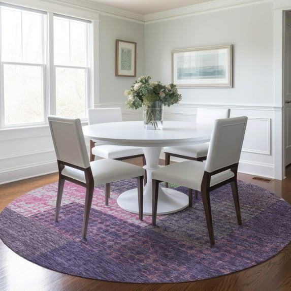 Addison Rugs Chantille Indoor/Outdoor Transitional Rectangles Purple Washable Round Rug, 8' x 8'