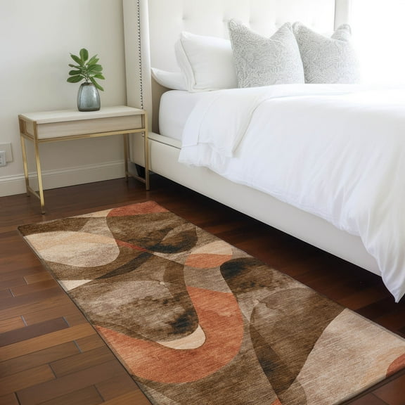 Addison Rugs Chantille Indoor/Outdoor Contemporary Abstract Chocolate Washable Runner Rug, 2'3" x 7'6"