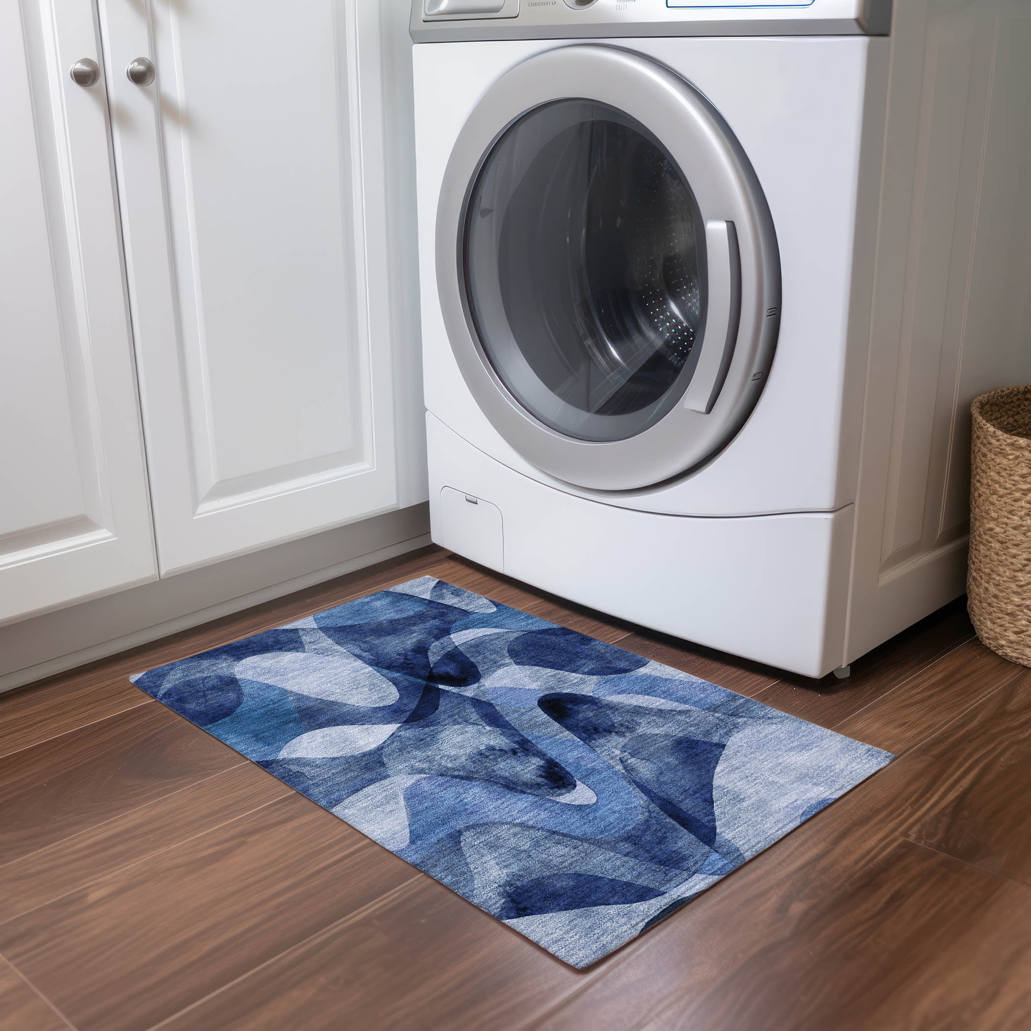 Addison Rugs Chantille Indoor/Outdoor Contemporary Abstract Navy Washable Rectangle Rug, 1'8" x 2'6"