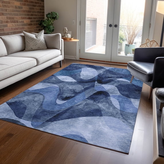 Addison Rugs Chantille Indoor/Outdoor Contemporary Abstract Navy Washable Rectangle Rug, 2'6" x 3'10"