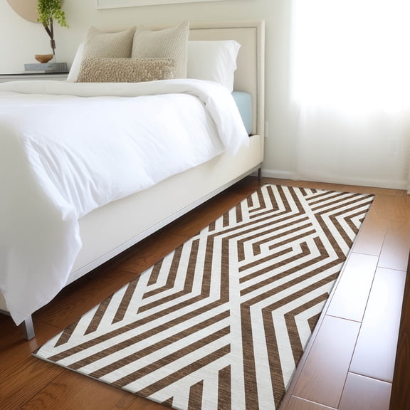Addison Rugs Chantille Indoor/Outdoor Transitional Geometric Brown Washable Runner Rug, 2'3" x 7'6"