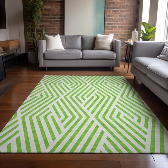Addison Rugs Chantille Indoor/Outdoor Transitional Geometric Lime Washable Rectangle Rug, 3' x 5'
