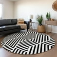 thumbnail image 1 of Addison Rugs Chantille Indoor/Outdoor Transitional Geometric Black Washable Round Rug, 8' x 8', 1 of 6