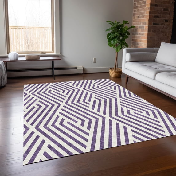 Addison Rugs Chantille Indoor/Outdoor Transitional Geometric Purple Washable Rectangle Rug, 10' x 14'