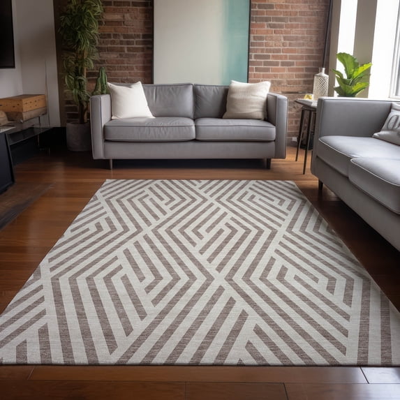Addison Rugs Chantille Indoor/Outdoor Transitional Geometric Taupe Washable Rectangle Rug, 2'6" x 3'10"