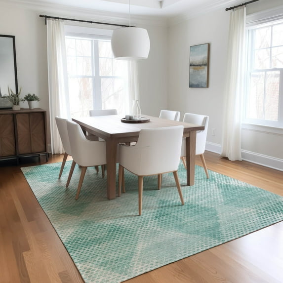 Addison Rugs Chantille Indoor/Outdoor Transitional Geometric Teal Washable Rectangle Rug, 3' x 5'