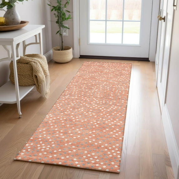 Addison Rugs Chantille Indoor/Outdoor Transitional Circles Salmon Washable Runner Rug, 2'3" x 7'6"